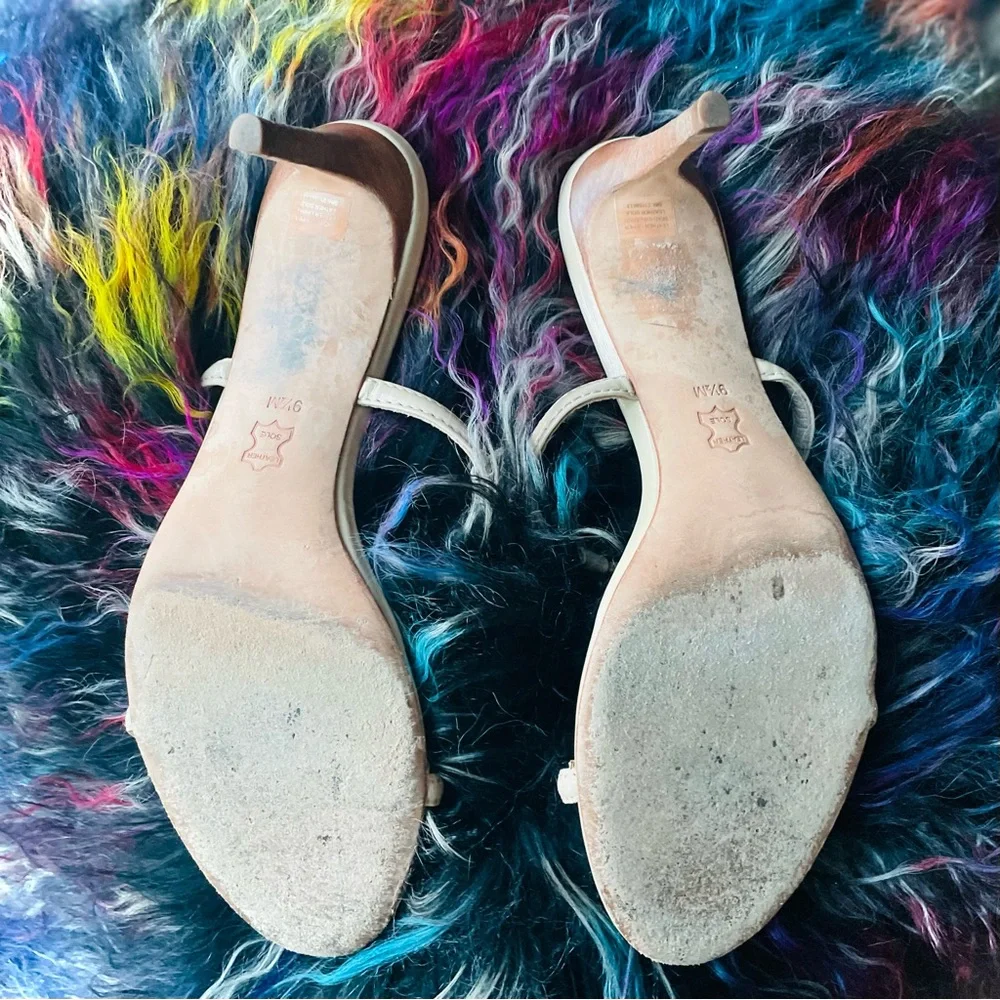 TORY BURCH | 9.5 | Cream 2.75β Tan Kitten Leather Kitten Sling Back Heels Pumps - Picture 5 of 9